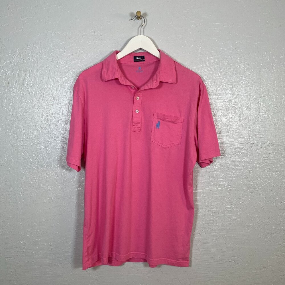 Johnnie-O Men L Flamingo Pink Original 4 Button Polo Shirt Short Sleeve Cotton